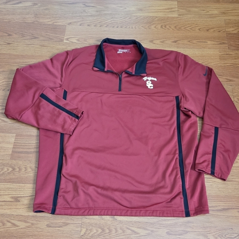 USC Trojans Jacket Men's XXL Red Nike Golf Therma Fit Quarter Zip Pullover NCAA